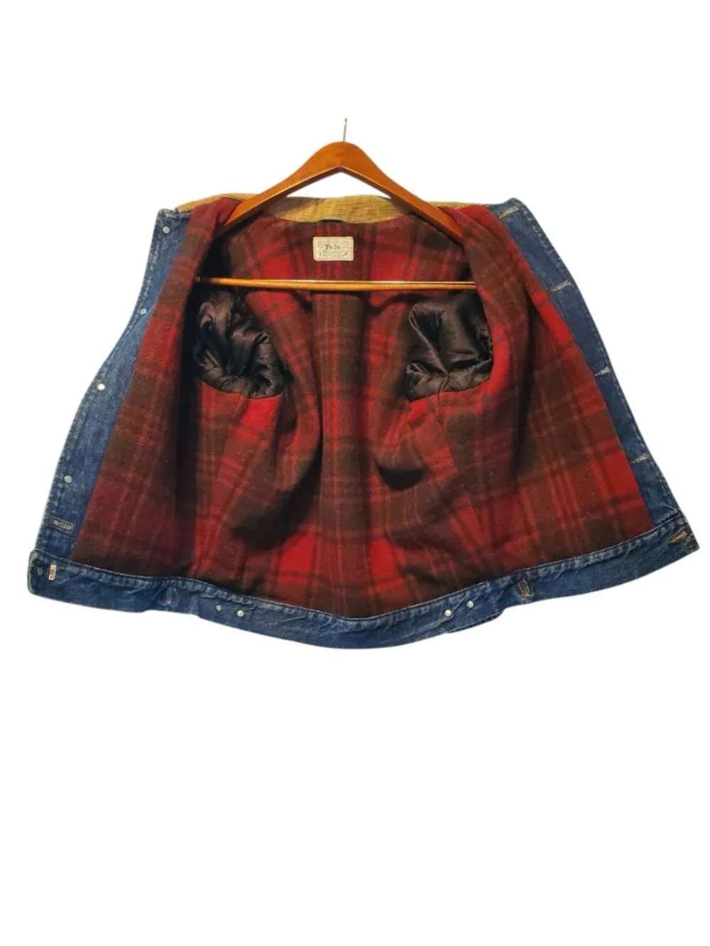 Vtg Polo Ralph Lauren Medium Denim Jacket Blanket Lined Wool Corduroy Made In US